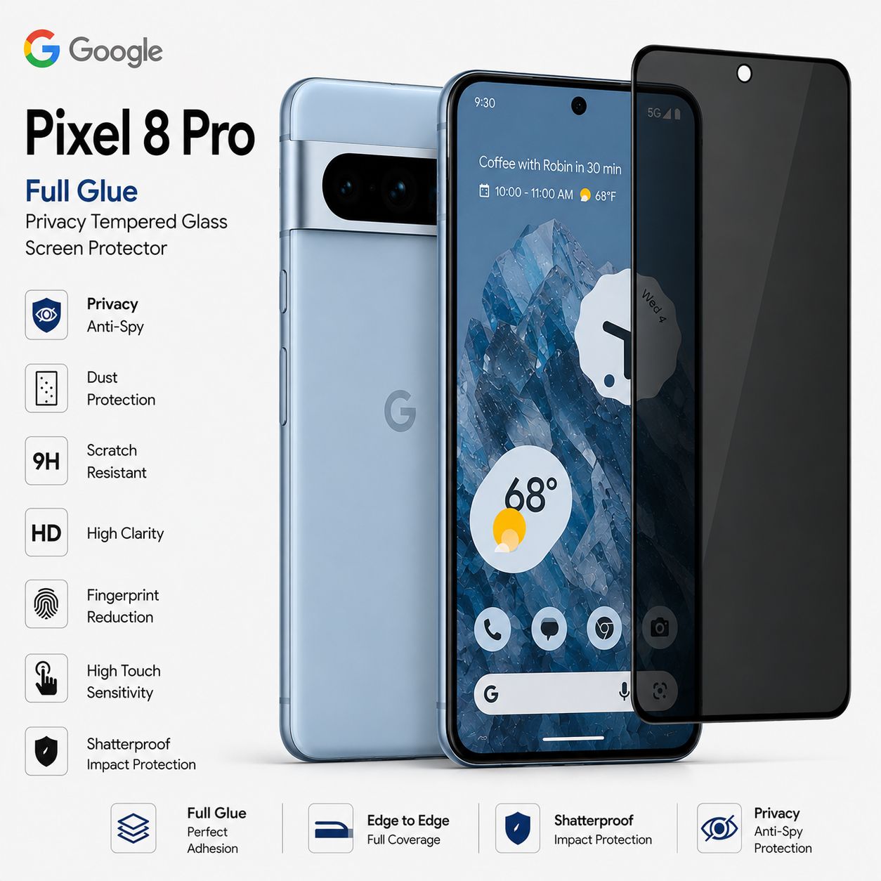 Google pixel 8 Series Screen Protector Privacy (10 Pcs)
